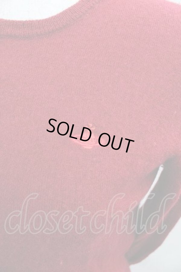 画像3: ヴィヴィアンウエストウッド 中古 / 単色オーブ刺繍ニットカーディガン 2 赤  I-25-12-10-016-to-HD-ZI (3)