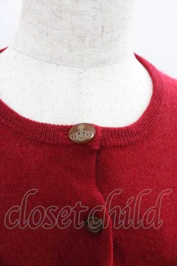 画像4: ヴィヴィアンウエストウッド 中古 / 単色オーブ刺繍ニットカーディガン 2 赤  I-25-12-10-016-to-HD-ZI (4)