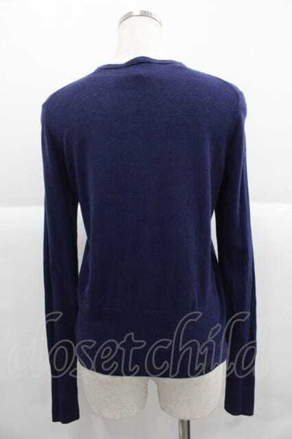 画像2: ヴィヴィアンウエストウッド 中古 / 単色オーブ刺繍ニットカーディガン 2 ネイビーＸ赤  I-25-12-10-019-to-HD-ZI (2)