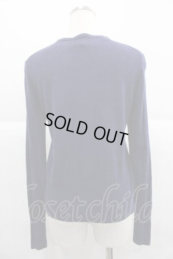 画像2: ヴィヴィアンウエストウッド 中古 / 単色オーブ刺繍ニットカーディガン 2 ネイビーＸ赤  I-25-12-10-019-to-HD-ZI (2)