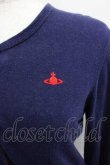 画像3: ヴィヴィアンウエストウッド 中古 / 単色オーブ刺繍ニットカーディガン 2 ネイビーＸ赤  I-25-12-10-019-to-HD-ZI (3)