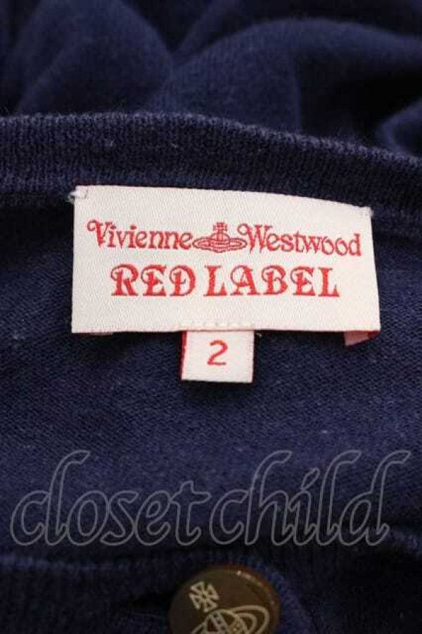 画像5: ヴィヴィアンウエストウッド 中古 / 単色オーブ刺繍ニットカーディガン 2 ネイビーＸ赤  I-25-12-10-019-to-HD-ZI (5)