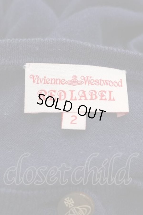 画像5: ヴィヴィアンウエストウッド 中古 / 単色オーブ刺繍ニットカーディガン 2 ネイビーＸ赤  I-25-12-10-019-to-HD-ZI (5)