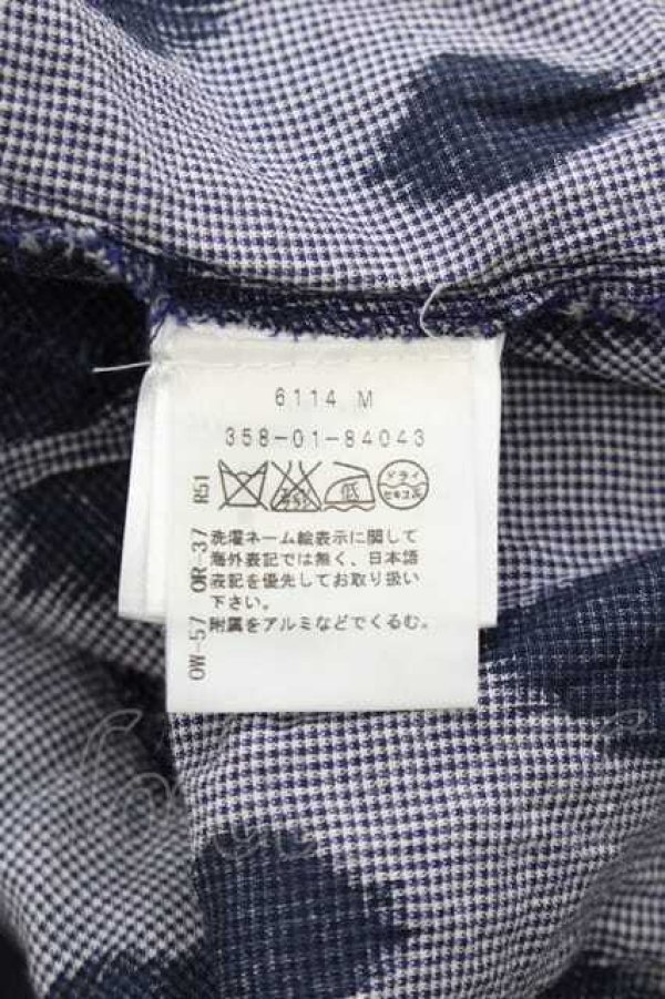 画像4: ANGLOMANIA 中古 / レオパード風半袖ブラウス 42 紺  I-25-12-24-002-bl-HD-ZI (4)