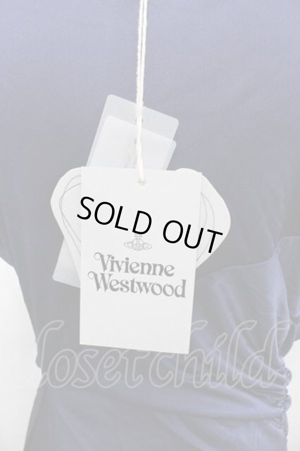 画像3: ヴィヴィアンウエストウッド 中古 / サテンロング半袖ワンピース M ネイビー  I-25-12-24-021-op-HD-ZI (3)