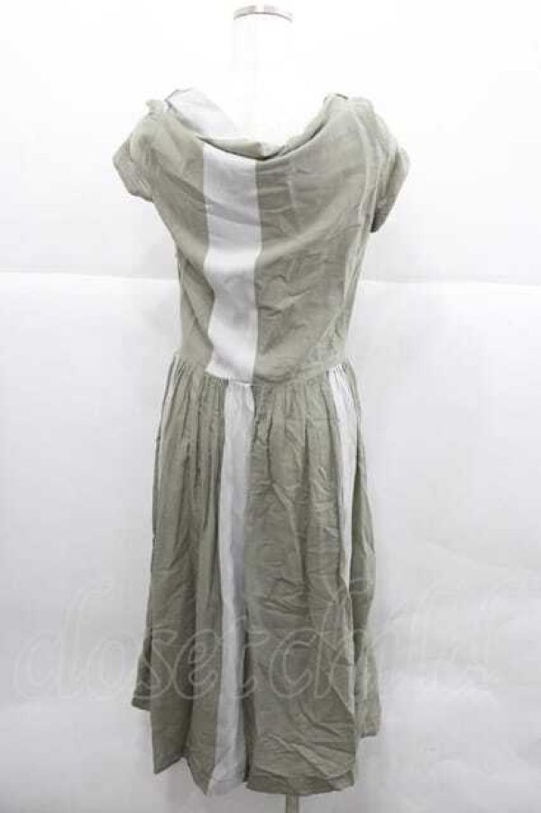 画像2: ANGLOMANIA 中古 / 2カラー切リ替エワンピース 46 グリーン白  I-25-12-24-023-op-HD-ZI (2)