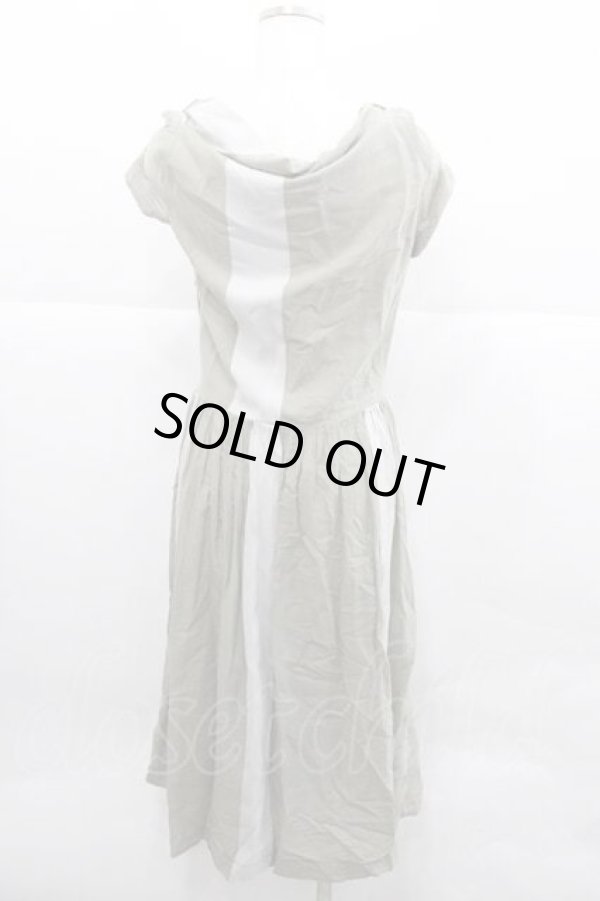 画像2: ANGLOMANIA 中古 / 2カラー切リ替エワンピース 46 グリーン白  I-25-12-24-023-op-HD-ZI (2)