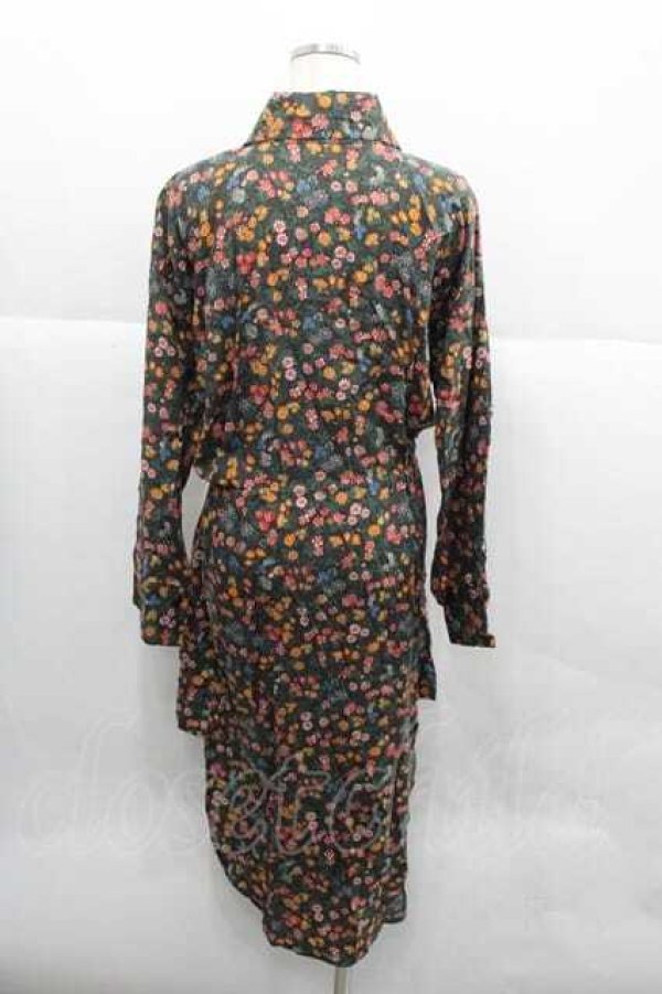 画像2: ANGLOMANIA 中古 / 小花総柄長袖ワンピース 38 黒Ｘオレンジ  I-25-12-24-025-op-HD-ZI (2)