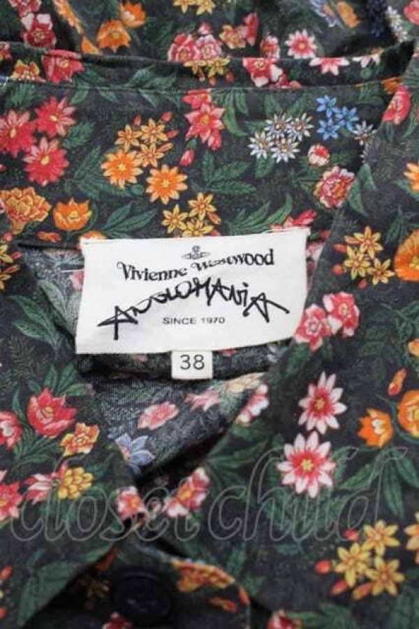 画像3: ANGLOMANIA 中古 / 小花総柄長袖ワンピース 38 黒Ｘオレンジ  I-25-12-24-025-op-HD-ZI (3)