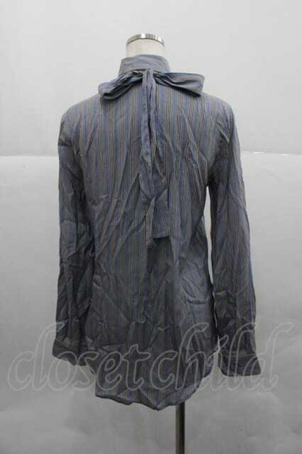 画像2: ヴィヴィアンウエストウッド 中古 / ストライプシースルーブラウス 38 グレーＸ黒  I-25-12-24-003-bl-HD-ZI (2)