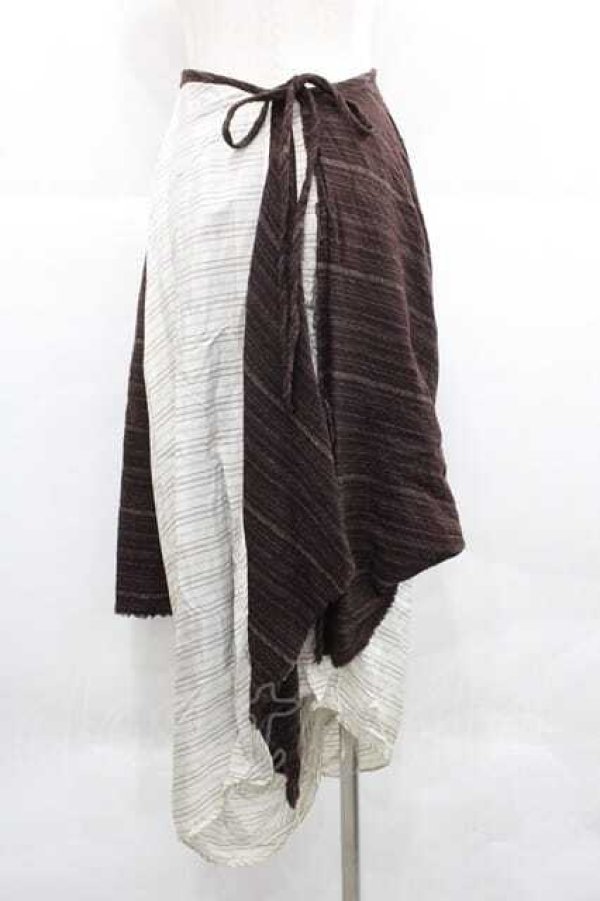 画像2: ヴィヴィアンウエストウッド 中古 / ウエストリボンボーダー切リ替エスカート UK10 ブラウンＸ白  I-25-12-24-032-sk-HD-ZI (2)