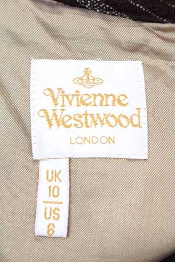 画像3: ヴィヴィアンウエストウッド 中古 / ウエストリボンボーダー切リ替エスカート UK10 ブラウンＸ白  I-25-12-24-032-sk-HD-ZI (3)