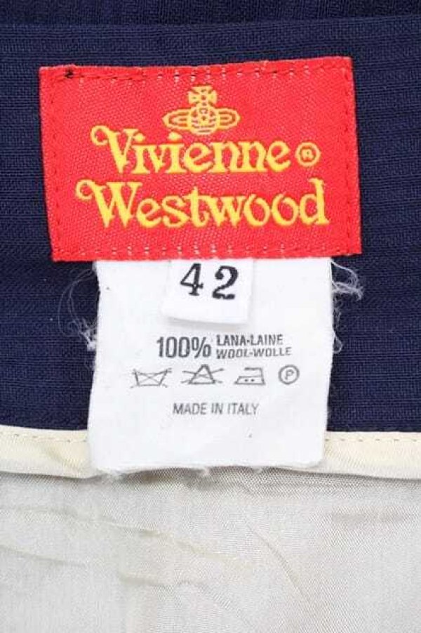 画像4: ヴィヴィアンウエストウッド 中古 / ストライプ地タイトスカート 42 紺  I-25-12-24-033-sk-HD-ZI (4)