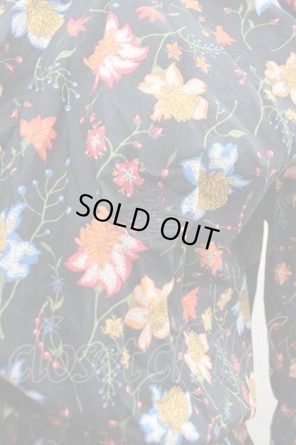 画像2: ヴィヴィアンウエストウッド 中古 / 花柄ブラウス UK10 黒Ｘオレンジ  I-25-12-24-004-bl-HD-ZI (2)