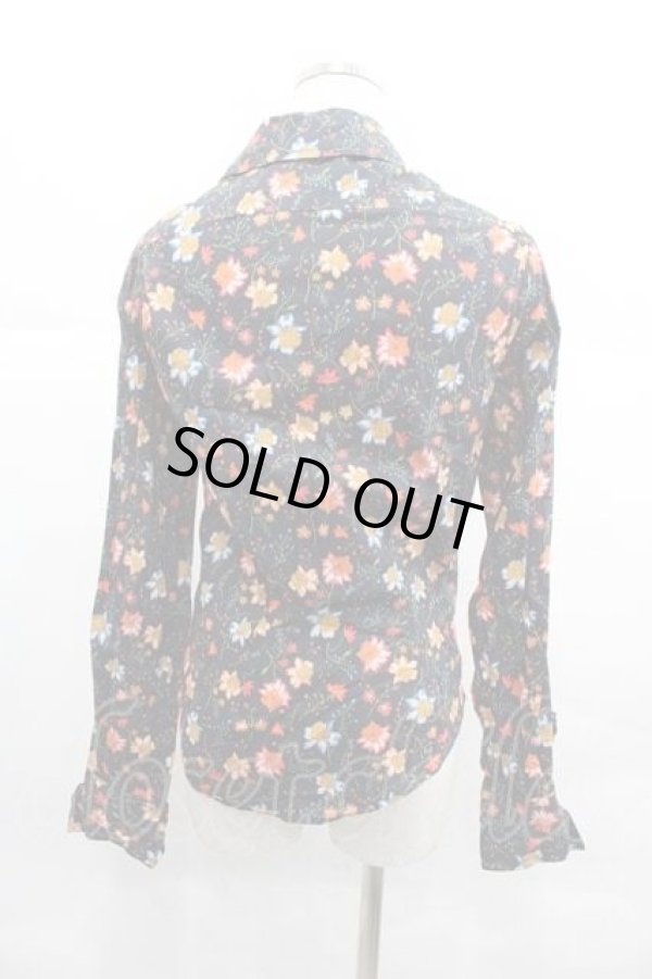 画像3: ヴィヴィアンウエストウッド 中古 / 花柄ブラウス UK10 黒Ｘオレンジ  I-25-12-24-004-bl-HD-ZI (3)