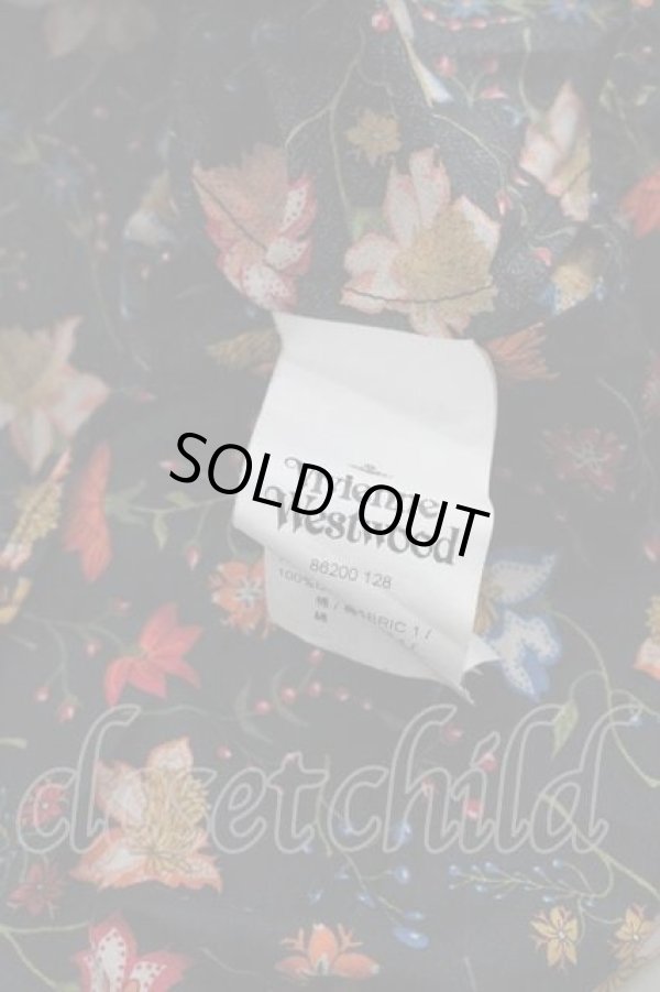 画像5: ヴィヴィアンウエストウッド 中古 / 花柄ブラウス UK10 黒Ｘオレンジ  I-25-12-24-004-bl-HD-ZI (5)