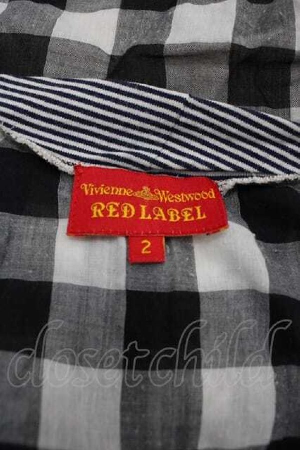 画像4: ヴィヴィアンウエストウッド 中古 / ギンガムチェック切リ替エ半袖カットソー 2 アイボリーＸ黒Ｘ白  I-25-12-24-007-to-HD-ZI (4)