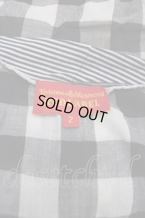 画像4: ヴィヴィアンウエストウッド 中古 / ギンガムチェック切リ替エ半袖カットソー 2 アイボリーＸ黒Ｘ白  I-25-12-24-007-to-HD-ZI (4)