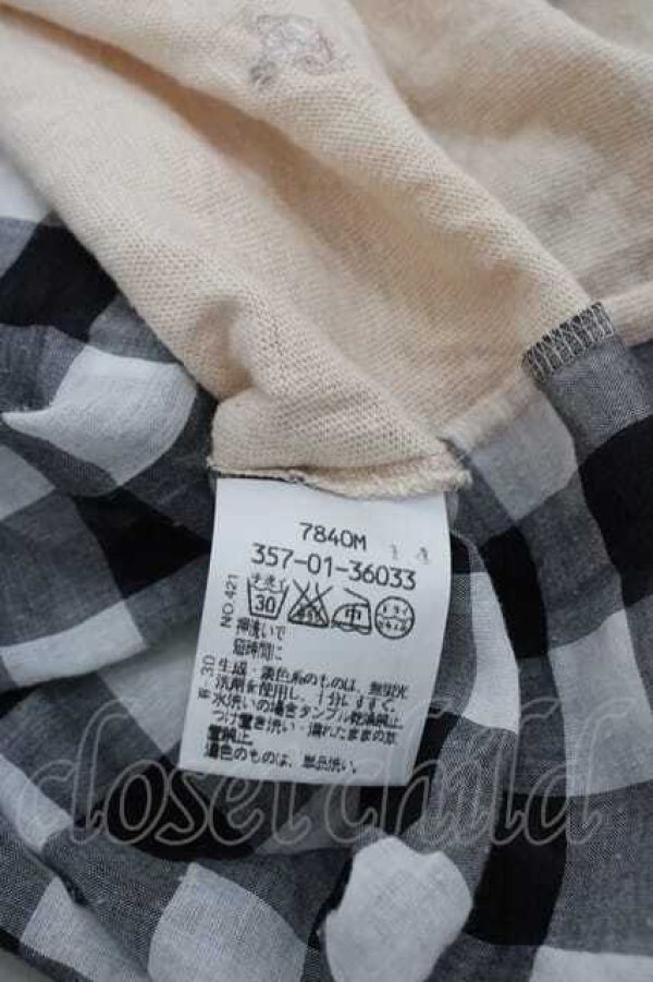 画像5: ヴィヴィアンウエストウッド 中古 / ギンガムチェック切リ替エ半袖カットソー 2 アイボリーＸ黒Ｘ白  I-25-12-24-007-to-HD-ZI (5)