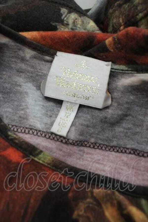 画像3: ヴィヴィアンウエストウッド 中古 / 絵画花柄Ｔシャツ UK12 黒Ｘ赤  I-25-12-24-009-to-HD-ZI (3)