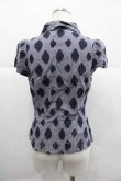 画像2: ANGLOMANIA 中古 / レオパード風半袖ブラウス 42 紺  I-25-12-24-002-bl-HD-ZI (2)