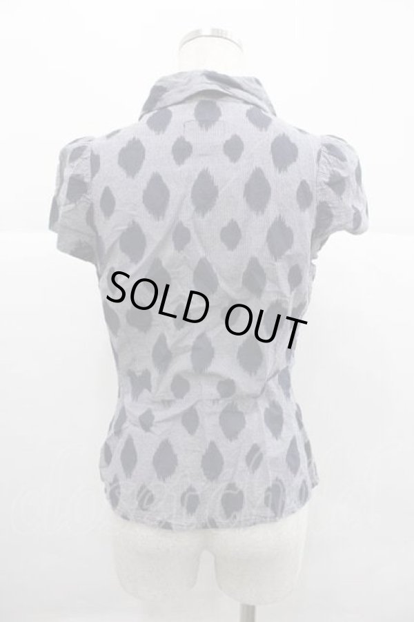 画像2: ANGLOMANIA 中古 / レオパード風半袖ブラウス 42 紺  I-25-12-24-002-bl-HD-ZI (2)