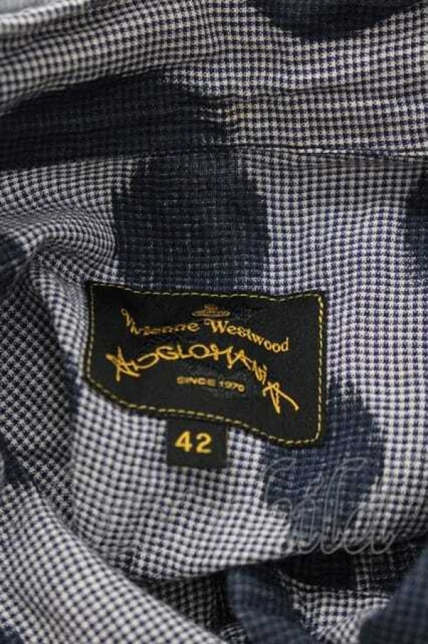 画像3: ANGLOMANIA 中古 / レオパード風半袖ブラウス 42 紺  I-25-12-24-002-bl-HD-ZI (3)