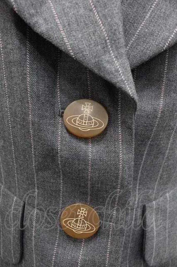 画像2: ヴィヴィアンウエストウッド 中古 / /ストライプラブジャケット 02 グレー  I-25-12-24-019-jc-HD-ZI (2)