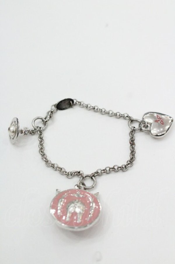 画像2: ヴィヴィアンウエストウッド 中古 / Love Me　PIGブレスレット  シルバーＸピンク  I-26-01-28-034-ac-HD-ZI (2)