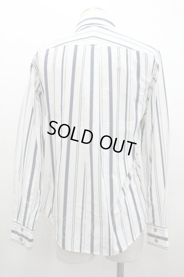 画像2: ヴィヴィアンウエストウッド MAN 中古 / ストライプ長袖シャツ 46 白Ｘ紺  I-26-01-28-006-bl-HD-ZI (2)