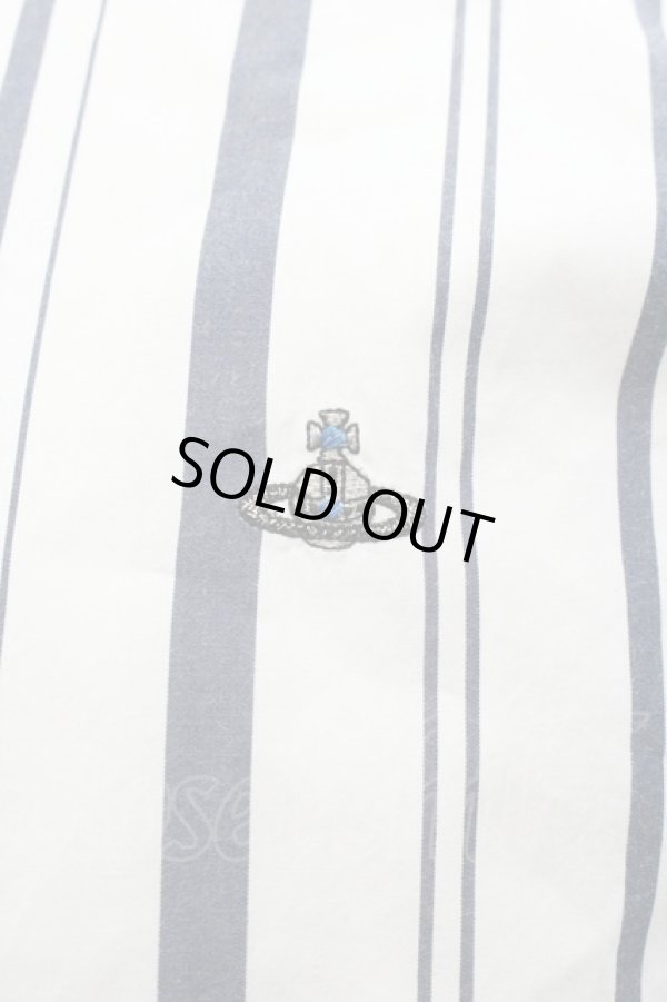 画像3: ヴィヴィアンウエストウッド MAN 中古 / ストライプ長袖シャツ 46 白Ｘ紺  I-26-01-28-006-bl-HD-ZI (3)