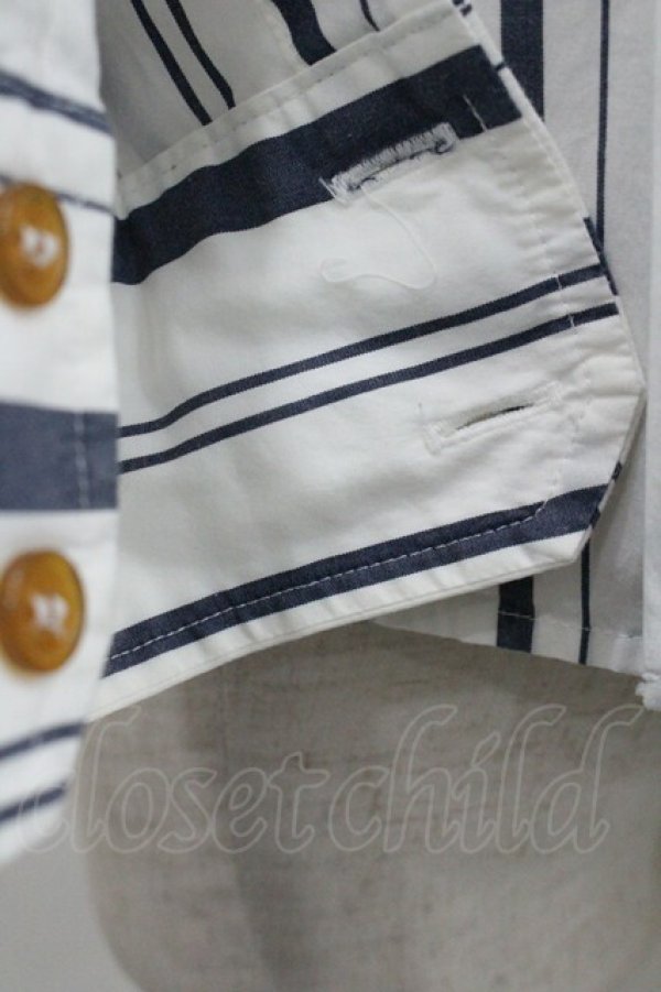 画像4: ヴィヴィアンウエストウッド MAN 中古 / ストライプ長袖シャツ 46 白Ｘ紺  I-26-01-28-006-bl-HD-ZI (4)