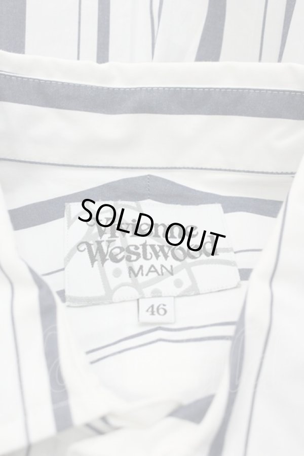 画像5: ヴィヴィアンウエストウッド MAN 中古 / ストライプ長袖シャツ 46 白Ｘ紺  I-26-01-28-006-bl-HD-ZI (5)