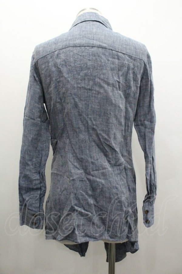 画像2: ヴィヴィアンウエストウッド MAN 中古 / 胸元オーブ刺繍シャツ 44 ブルー  I-26-01-28-007-bl-HD-ZI (2)