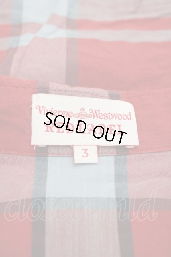 画像4: ヴィヴィアンウエストウッド 中古 / 半袖チェックフリルシャツ 3 アカ  I-26-01-28-008-bl-HD-ZI (4)