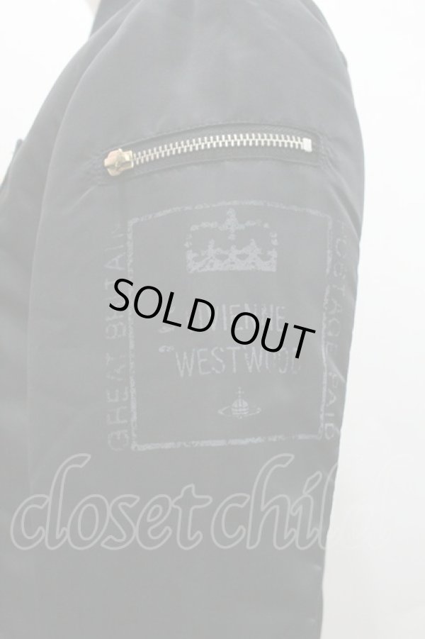 画像4: ヴィヴィアンウエストウッド MAN 中古 / MA-1 RIDERS JACKET 46 黒Ｘゴールド  I-26-01-28-011-jc-HD-ZI (4)