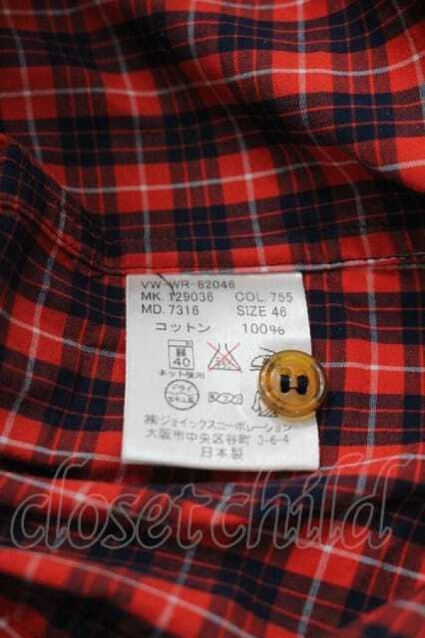 画像5: ヴィヴィアンウエストウッド MAN 中古 / オーブ刺繍チェック半袖シャツ 46 赤Ｘ紺チェック  I-26-02-25-002-bl-HD-ZI (5)