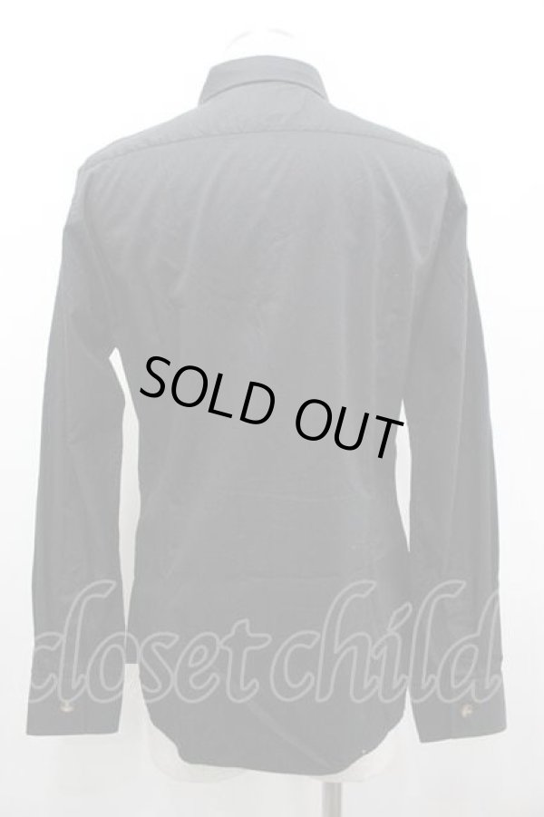 画像2: ヴィヴィアンウエストウッド MAN 中古 / 単色オーブ刺繍長袖シャツ 46 黒  I-26-02-25-003-bl-HD-ZI (2)