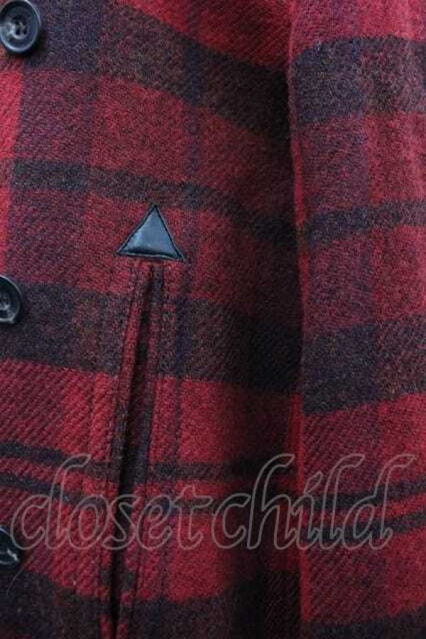 画像3: ヴィヴィアンウエストウッド 中古 / HARRIS TWEEDタグタータンチェックコート 46 赤Ｘ黒チェック  I-26-02-25-024-co-HD-ZI (3)