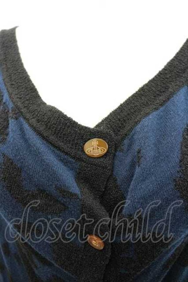 画像4: ヴィヴィアンウエストウッド 中古 / レオパード柄ロングニットカーディガン 2 青Ｘ黒  I-26-02-25-026-to-HD-ZI (4)