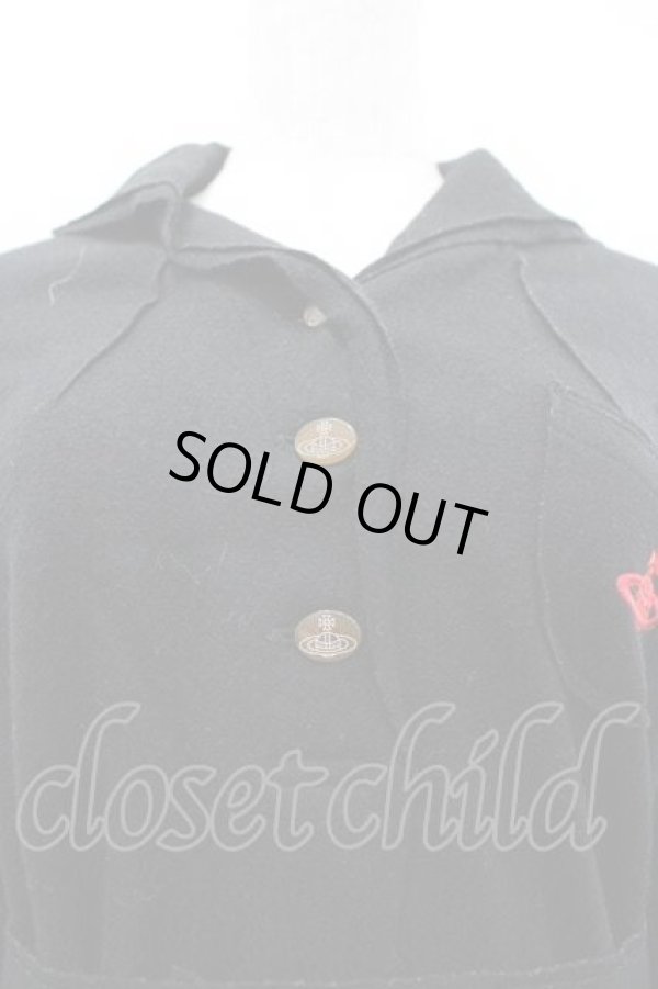 画像4: ヴィヴィアンウエストウッド 中古 / 単色オーブ刺繍ポロシャツワンピース 2 黒Ｘ赤  I-26-02-25-027-op-HD-ZI (4)