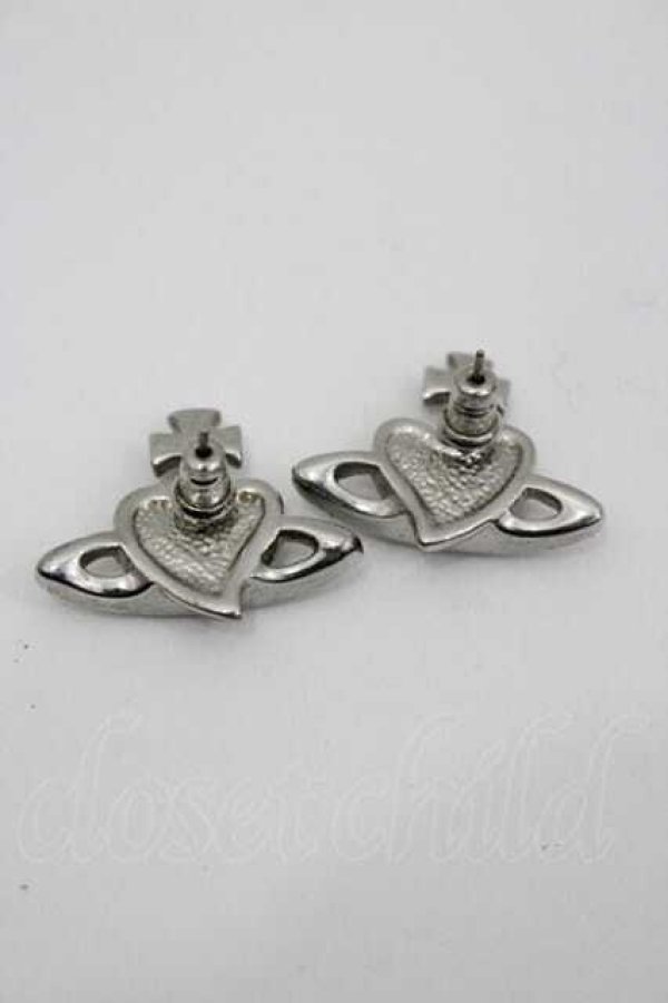 画像2: ヴィヴィアンウエストウッド 中古 / ディアマンテハートスタッドピアス  赤Ｘシルバー  I-26-02-25-041-er-HD-ZI (2)