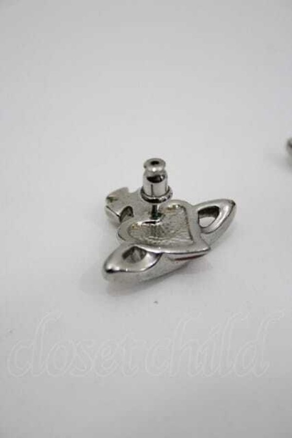 画像3: ヴィヴィアンウエストウッド 中古 / ディアマンテハートスタッドピアス  赤Ｘシルバー  I-26-02-25-041-er-HD-ZI (3)