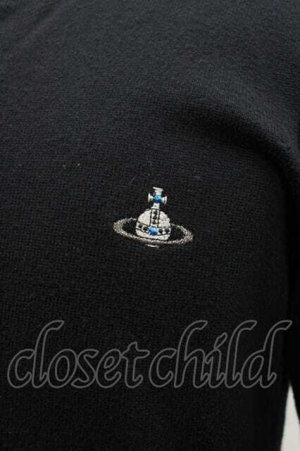 画像3: ヴィヴィアンウエストウッド MAN 中古 / オーブ刺繍ニットカーディガン 44 黒Ｘシルバー  I-26-02-25-005-to-HD-ZI (3)