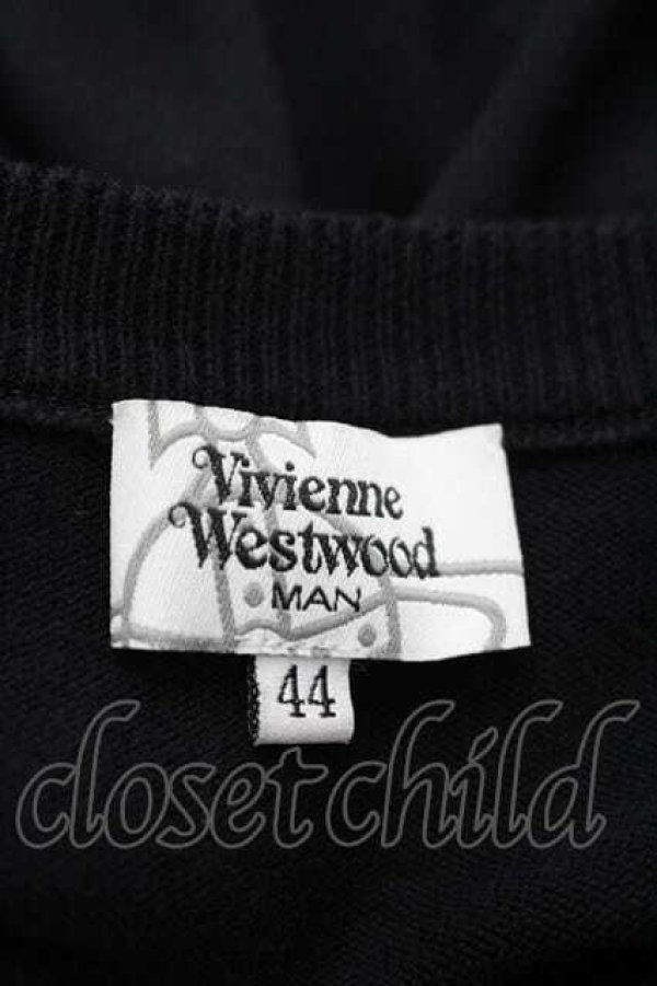 画像5: ヴィヴィアンウエストウッド MAN 中古 / オーブ刺繍ニットカーディガン 44 黒Ｘシルバー  I-26-02-25-005-to-HD-ZI (5)
