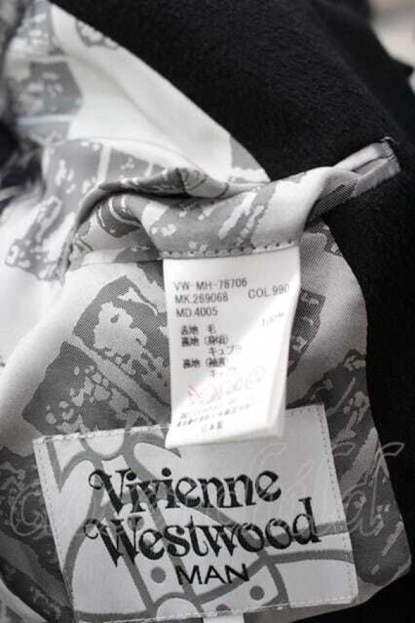 画像5: ヴィヴィアンウエストウッド MAN 中古 / MINT COLLAR WOOL COAT 48 黒  I-26-02-25-012-co-HD-ZI (5)