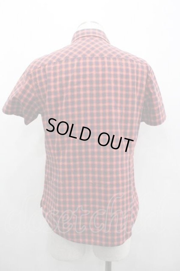 画像2: ヴィヴィアンウエストウッド MAN 中古 / オーブ刺繍チェック半袖シャツ 46 赤Ｘ紺チェック  I-26-02-25-002-bl-HD-ZI (2)