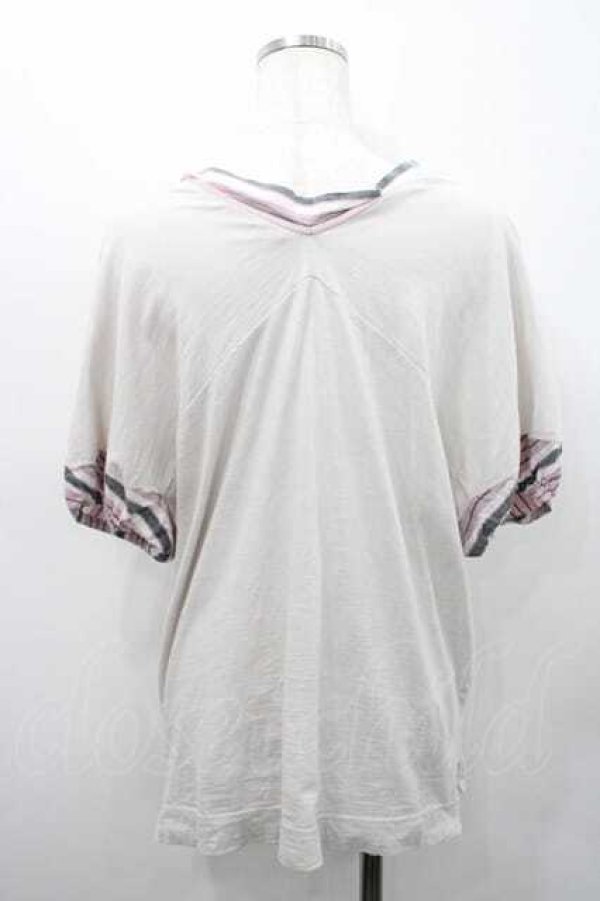画像2: ヴィヴィアンウエストウッド 中古 / ストライプ切リ替エ半袖カットソー 2 アイボリーＸピンク  I-26-02-28-022-to-HD-ZI (2)