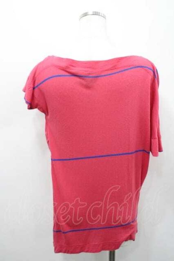 画像2: ANGLOMANIA 中古 / ナナメライン半袖カットソー  ピンクＸ青  I-26-02-28-024-to-HD-ZI (2)