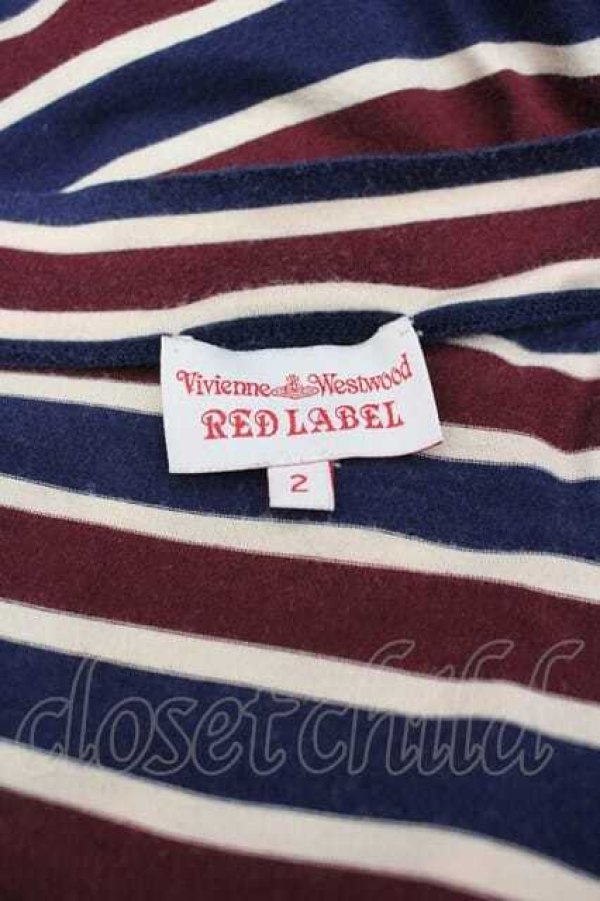 画像3: ヴィヴィアンウエストウッド 中古 / /ストライプ変形カットソー 2 ボルドーＸ白Ｘ青  I-26-02-28-025-to-HD-ZI (3)